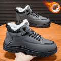 2025 winter men's high-top fleece-lined warm leather shoes, black korean style martin boots, thickened casual cotton shoes, dad shoes