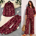 Light mature style leaf embroidercardiganloose pantstwo-piece set for women autumslimming lookeasiest for matchwork clothing stylesuit