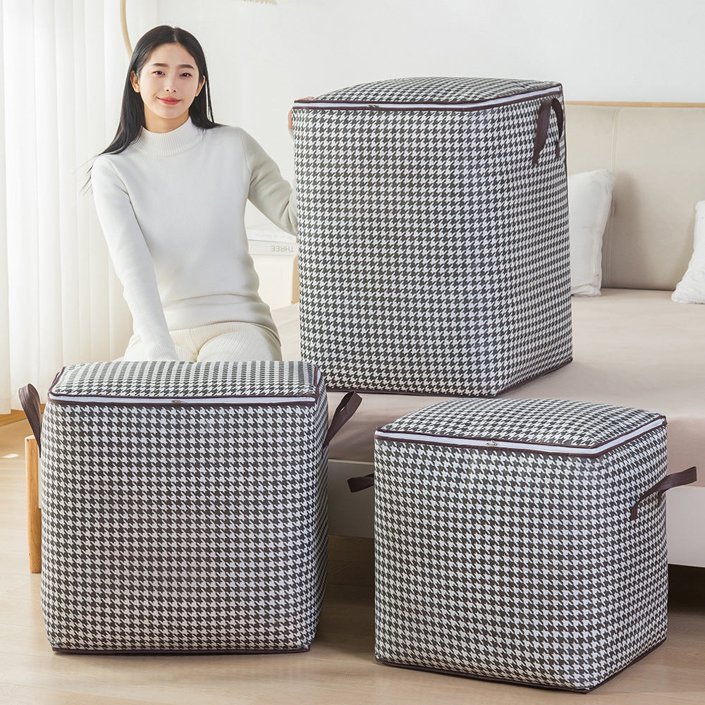 Quilt storage bag Thousand bird grid non-woven moving bag Large capacity travel duffel bag Foldable packing bag