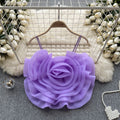 Niche style resort style organza stereo flower camisole women's summernew arrival chic chic easiest for match short tops