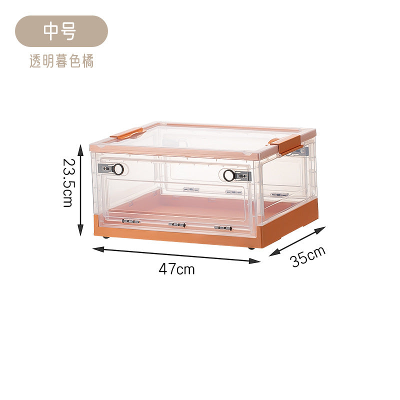 Storage Box Household Plastic Clothes Wardrobe Organizing Box Transparent Foldable Storage Box Snacks Toys Clothing Books