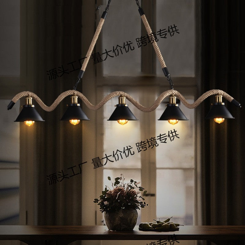 Loft Industrial Bar Counter American Lighting Restaurant Cashier Desk Lamp Internet Cafe Billiards Room Hotel Front Desk Hemp Rope Chandelier