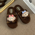 New warm autumn/winter bear fuzzy slippers for women, leopard print soft plush comfort slippers, home cotton slippers