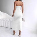 Amazon cross-border women's sexy halter chain slit maxi dress - slim fit drawstring bodycon evening gown