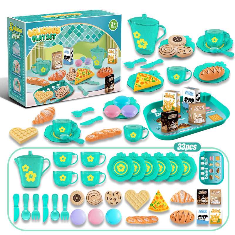 supply of children's play kitchenware set, afternoon tea, dessert, food, bread, cut-and-cut toys, wholesale