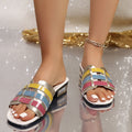 export roman colorful sandals women's summer new fashion flat woven hollow-out closed-toe half slippers
