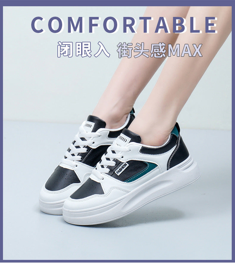 Women's white sneakers - 2025 spring new arrivals: versatile chunky sole shoes for students, korean style, ins & harajuku inspired athletic skate shoes