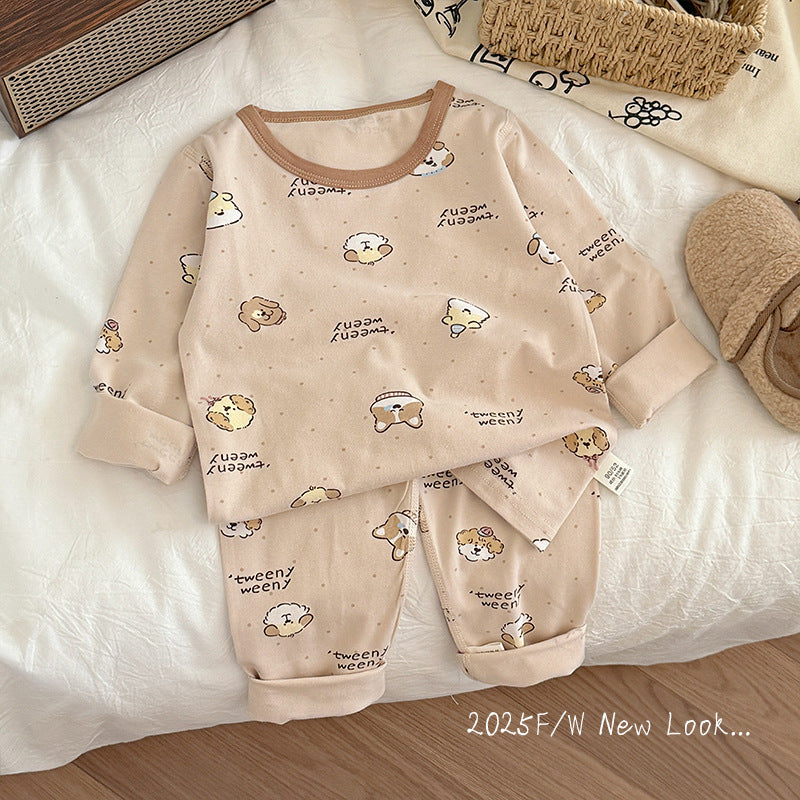 Spring & fall boys and girls boneless autumn clothes and long trousers intimatessuit baby cotton lycra home clothes kids home clothes
