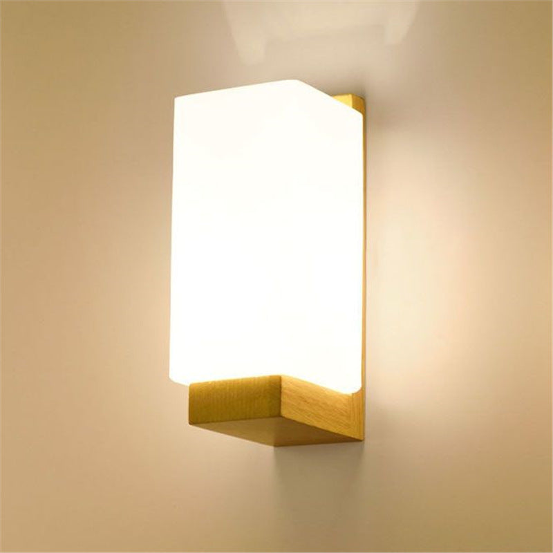 Solid wood bedside wall lamp - modern minimalist nordic style for bedroom, living room, stairway, hallway, hotel corridor