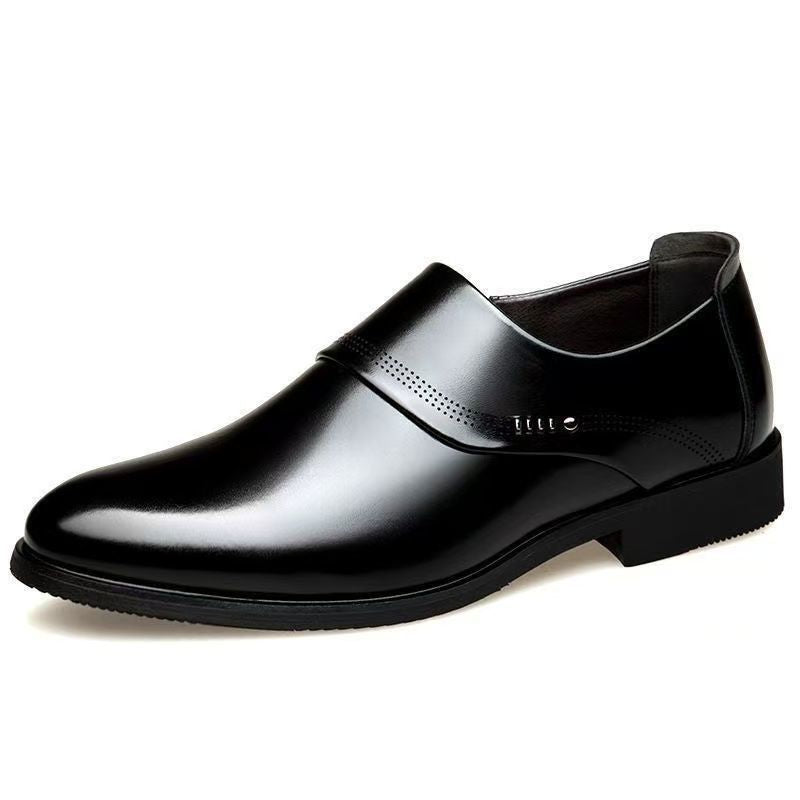 Men's leather dress shoes - 2024 spring collection: premium business casual, hidden heel, versatile, and available in plus sizes