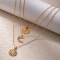 Wholesale diamond-studded necklaces: european & american cross-border jewelry, multi-layered geometric stackable necklaces, light luxury high-end pendant sun choker