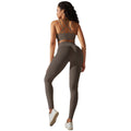 fashion seamless tight back sports intimates breathable high elastic yoga suit running fitness two-piece set
