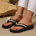 Color block platform beach sandals women's summer chunky sole soft sole wedge flip flops fashionable seaside vacation cross-border slippers