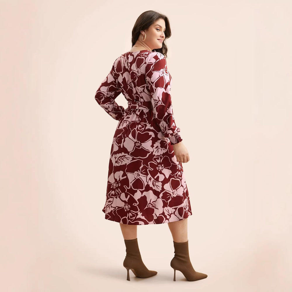 plus size plus size women's round neck printed garden skirt in stocknew arrival fat girl waist dress