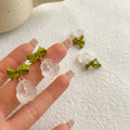 Small fresh green earrings for women niche stylesense of designcasual earrings classy sense tea series early spring earrings wholesale