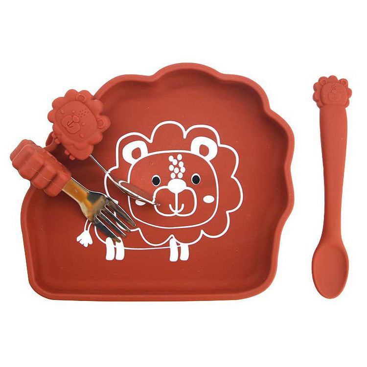 Customized baby silicone tableware, high temperature resistant food grade baby fork and spoon anti-drop children's complementary food silicone tableware set