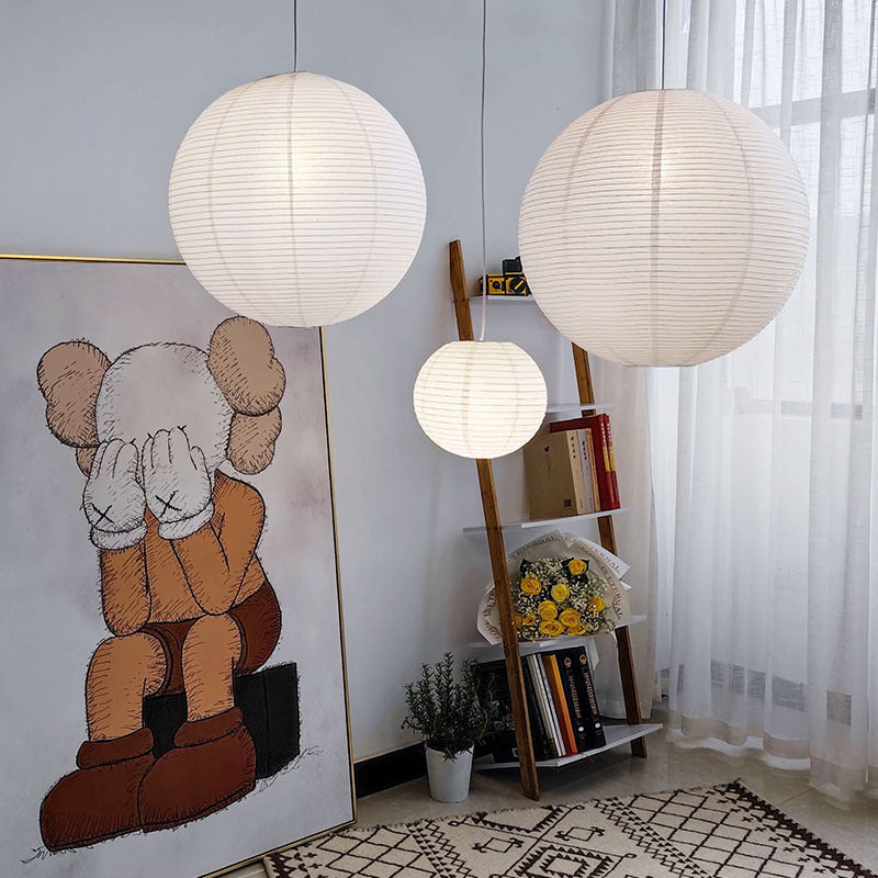 Wabi Silent Wind Ball Japanese Retro Paper Lamp Ball Bedroom Restaurant Clothing Store Xuan Paper Homestay Fenoguchi Yong Chandelier