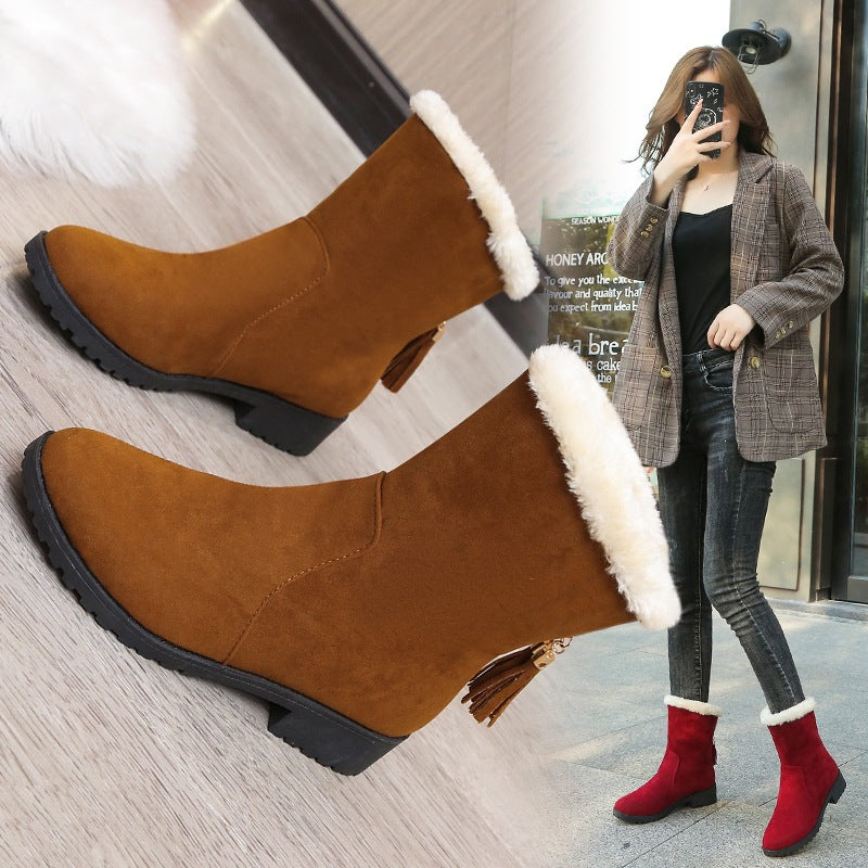 plus size snow boots for women winternew arrival suede fur lining heattech sleeve thick sole cotton boots wholesale