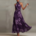 women's summer new arrivals:  cross-border fashion - elegant printed halter neck bodycon dress