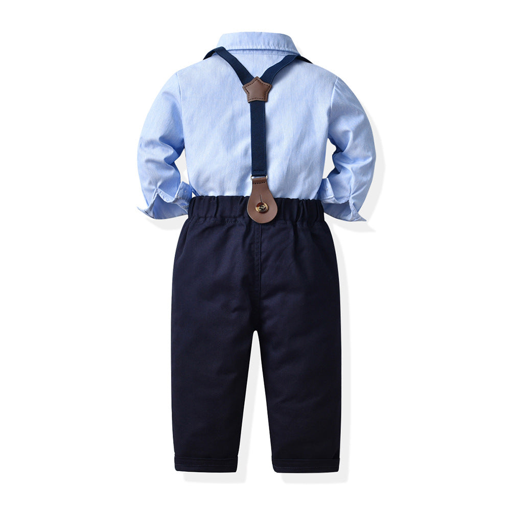 export children's autumn outfit: gentleman's long-sleeved suit for baby boys, first birthday outfit, baby clothes, children's first birthday dress