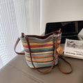 New arrival bucket bag niche style woven bag stripes shoulder bag trendy armpit bag fashion straw bag satchel crossbody bag