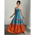 Aliexpress spring/summer new bohemian print beach dress, printed maxi dress