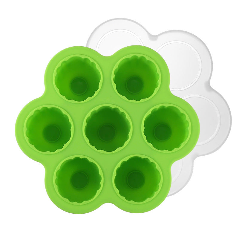 Food-grade silicone 7-cavity grapefruit-shaped jelly mold, home ice cube tray, baby food refrigeration box, ice mold with lid