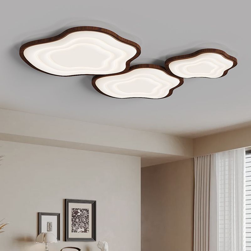 Wabi Sand Cream Wind Walnut Pattern Ceiling Light Medium Ancient Living Room Light Cloud Bedroom Room Eye Protection Light Hall Light