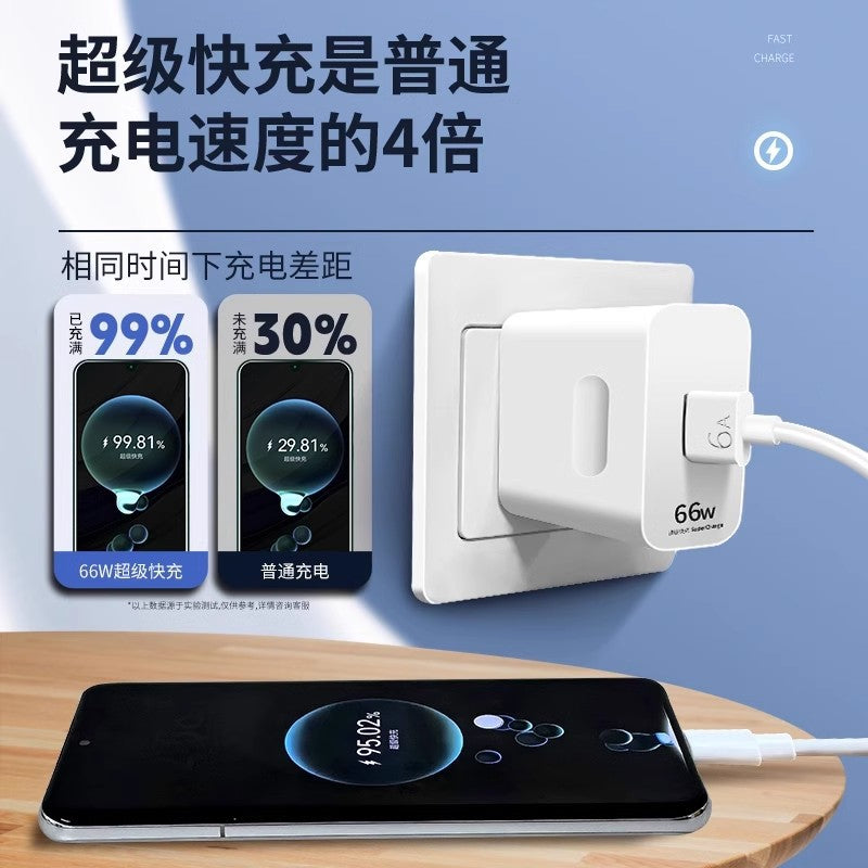 Suitable for huawei 66w charger set: type-c fast charging data cable, fully compatible with 6a supercharge, certified fast charging adapter