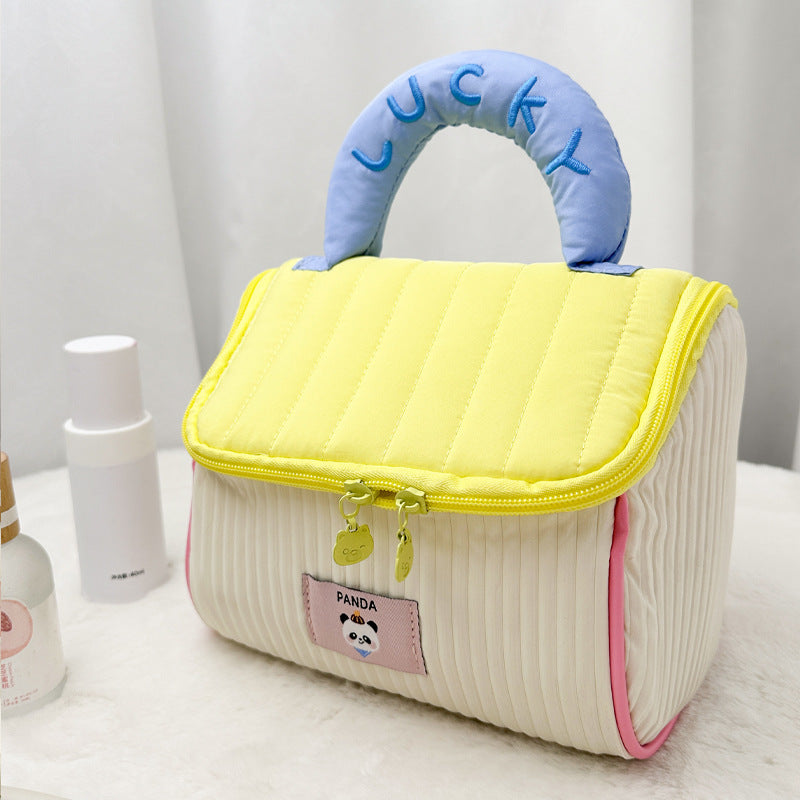 Popular house cosmetic bag women's large-capacity portable skin care product storage bag contrasting color travel portable partition storage bag