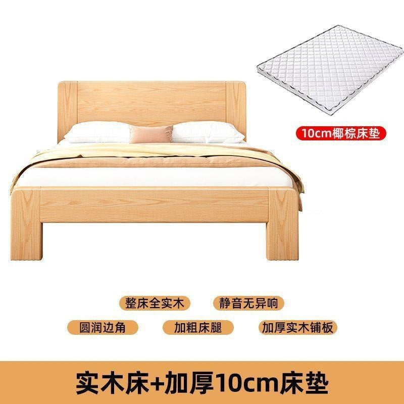 Double bed 1.8x 2m bed single bed 1.5mfor home solid wood bed 1.2m rental house bed log style low box