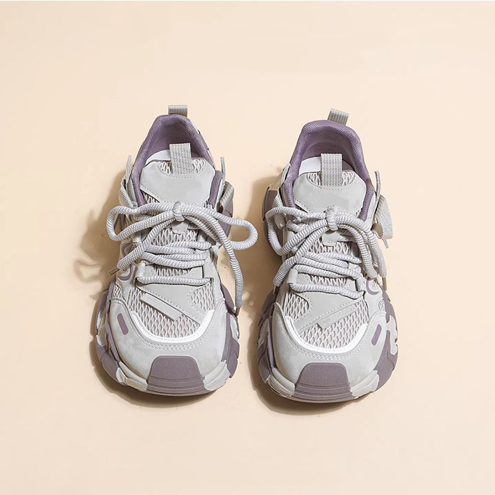 Chunky platform sneakers for women, spring/summer 2026 new collection, lace-up, versatile height increasing, mesh breathable athletic casual shoes