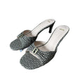 Spanish 2025 summer new arrivals: high-heeled, open-toe, buckle-embellished, versatile casual women's slides for outdoor wear