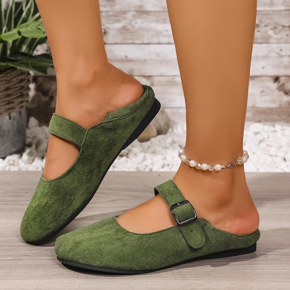 exportplus sizespring & fallnew arrivalflatsflats one-piece buckle strap women's shoes two-wearflatsfashioncasualflats