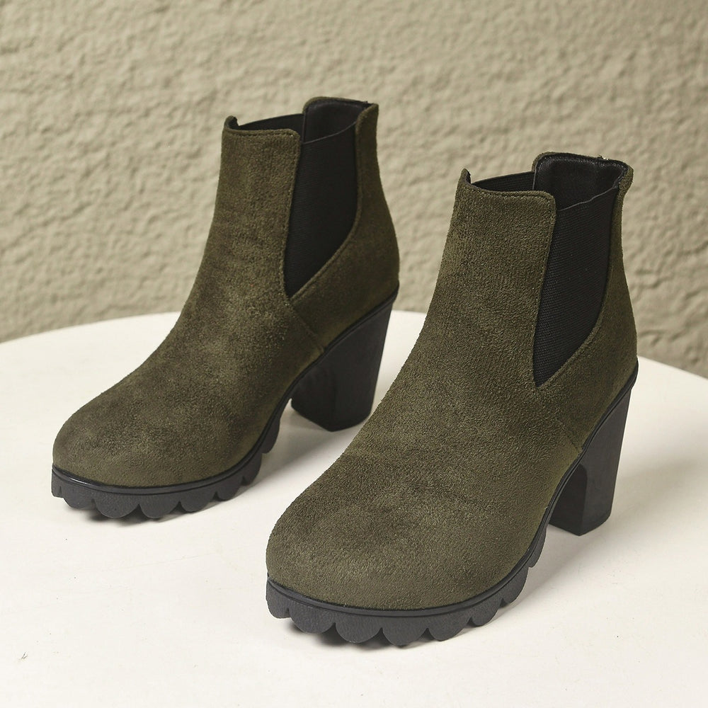 Exportplus sizefall and winternew arrival sleeve boots women's round toe thick high heel elastic exportfashion women's short boots
