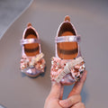Girls' princess shoes - spring/autumn leather shoes for baby girls, summer soft-soled children's shoes, kids' shoes with sequin bow, princess style