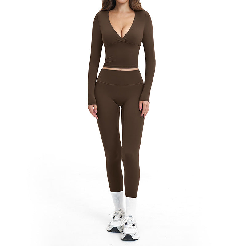brushed new arrival yoga suit silmslimming look quick-drying fitness clothes outdoor running sports suit for women 4520