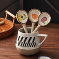Japanese-style stoneware creative coffee spoon dessert spoon - cute, high-value, long-handled spoon for restaurants and home use - perfect for serving soup and eating