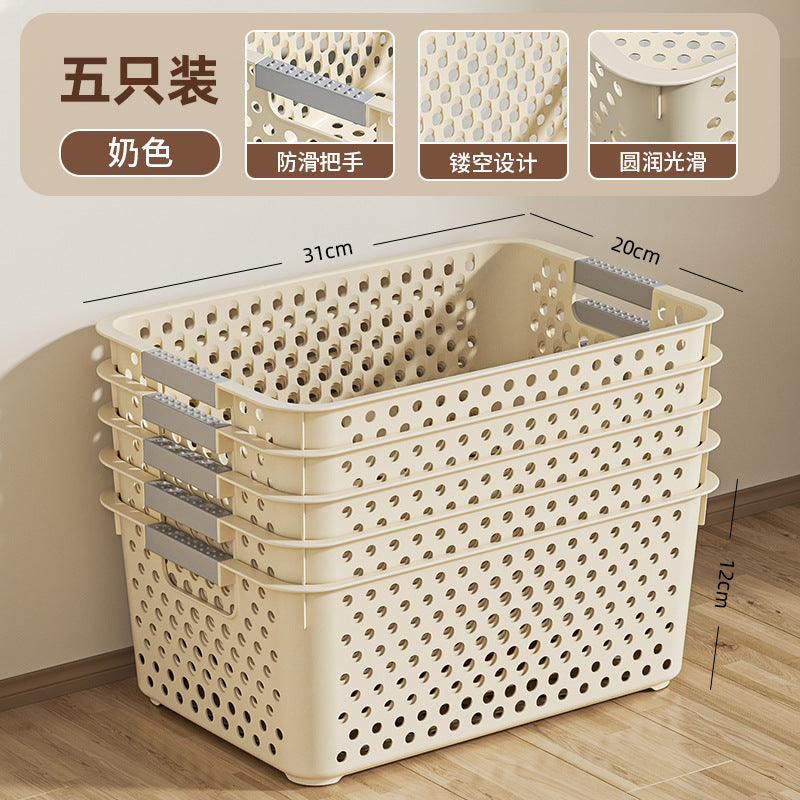 Plastic storage baskets desktop organizer household storage box snack toy storage basket multiple set