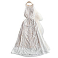 European and american fashion hollow-out lace round neck sleeveless dress - women's summer high-waisted slimming beach vacation style sundress