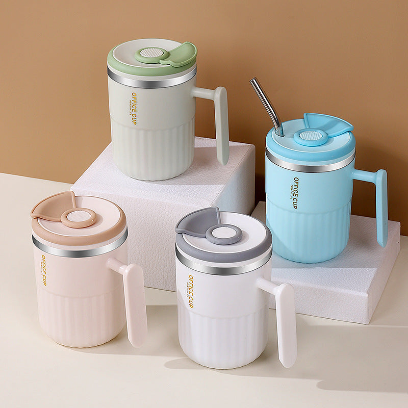 304 stainless steel mug - universal fit, perfect for home, tea, office use. includes lid and straw. also available in 316 stainless steel