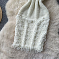 Korean style sleeveless knitted fuzzy dress - women's summer high-waisted slimming a-line dress for work and casual wear