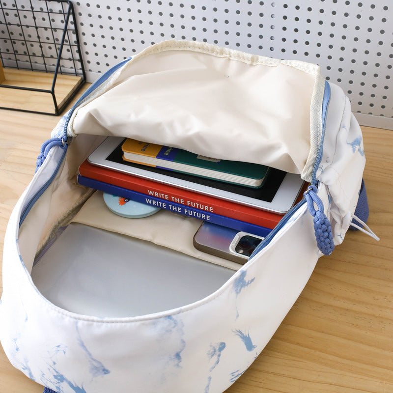 New fresh and sweet girl backpack large capacity simple student schoolbag tie-dye printing national style literary backpack