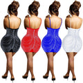 C5898   fashion sexy women's nightclub hot diamond sexy suspender v neck midi skirt dress women