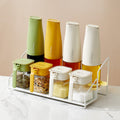 Multifunctional iron art shelf - double layer spice rack - countertop kitchen spice organizer - oil, salt, sauce, and vinegar storage rack