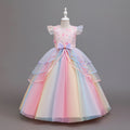 Girls' formal dress - mesh rainbow gradient princess dress - cross-border e-commerce, european & american style, ready stock wholesale children's clothing