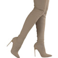 2026 spring new arrival: plus size women's boots - stretch boots, retro stiletto high heels, knitted over-the-knee boots