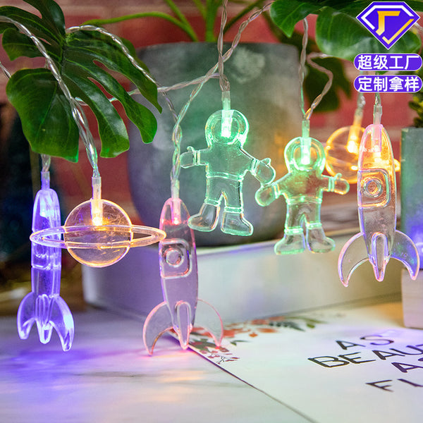 [Processing customization] Astronaut LED light string, astronaut rocket universe waterproof universe decorative light string