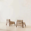 Vintage solid wood sofa, light luxury designer creative single sofa, ash wood fabric chair, designer sofa