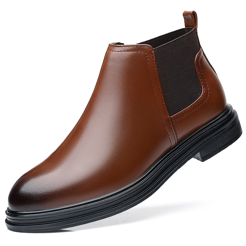 premium plus size pointed-toe chelsea boots - business casual men's boots - british style slip-on leather boots - dropshipping available